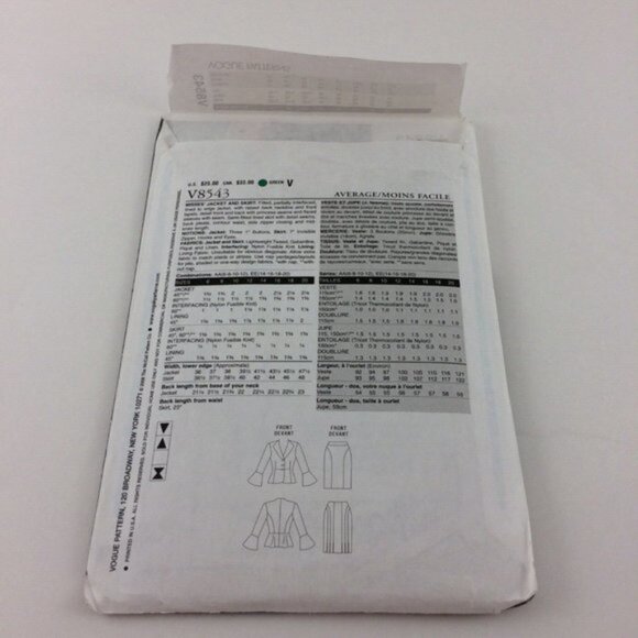 Vogue Pattern 8543 Misses Jacket Skirt Uncut Sz 6 8 10 12 Divine Details - Picture 4 of 11